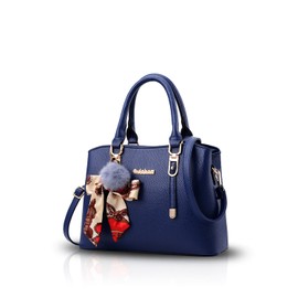 Nicole&Doris Women Handbag Crossbody Working Totes Satchel Shoulder Bag for Women Ornament Bowknot Soft PU Blue