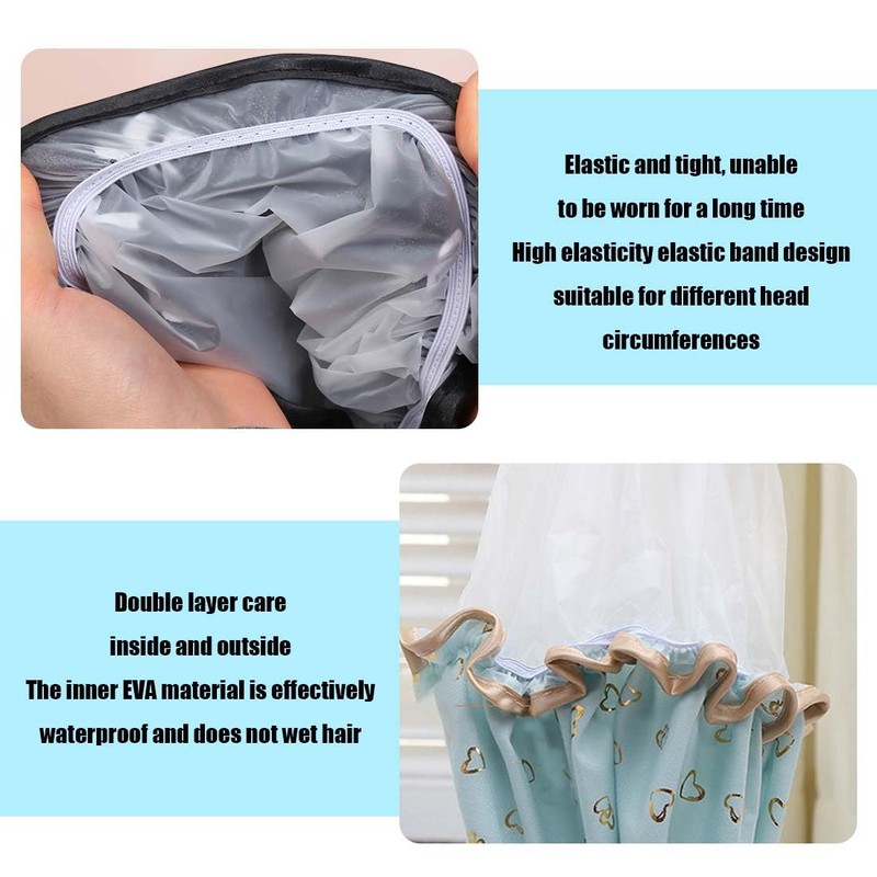 4 Pack Double Layer Hot Embossed Printed Shower Cap Elastic