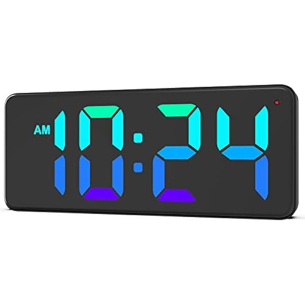 LED Digital Wall Clock with Dynamic RGB Display, Big Digits,