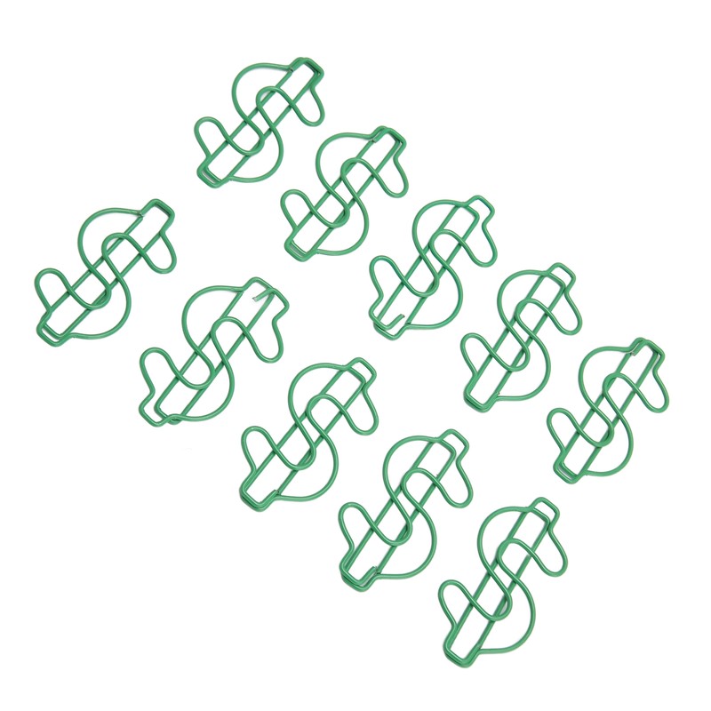100pcs Dollar Shape Paper Clips Creatively Cute Plated Metal Bookmark