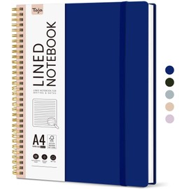 Taja Spiral Lined Notebook, 8.5"x11" Notebooks for Work, Large A4 Journal for Women & Men, College Ruled Journaling Notebook for Writing, Plastic Cover Spiral Journal, Cobalt