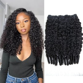 Sinuowei Burmese Curly Bundles Human Hair Weave with Spiral End 3c4a Water Wave Bundles 22 22 22 Inches Curly Quick Weave Hair Bundles for Women Natural Black Mixed Length 3 Pcs
