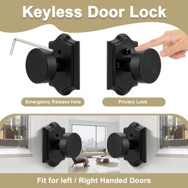 Probrico Black Door Knobs Interior, Bathroom/Bedroom Door Locks, Privacy Door Knobs with Lock, Keyless Door Locksets, 3 Pack