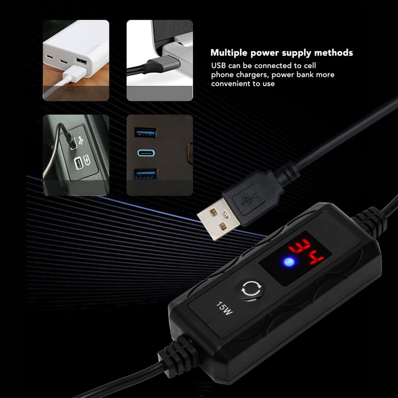 Mini Fish Tank Heater Adjustable 15W Betta Heater Small Aquarium