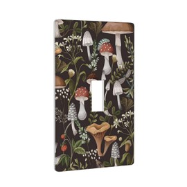 Cute Mushroom Boho Light Switch Cover Decorative Single Toggle 1 Gang Wall Plate Board Wallplates For Kitchen Farmhouse Bedroom Bathroom Art Decor