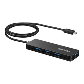 Buffalo BSH4U12560C1BK USB Hub USB 3.2 (Gen1) Type-C Bus Power 4 Ports, Black, Slim Design, 23.6 inches (60 cm), Lightweight, Telework, Home Work