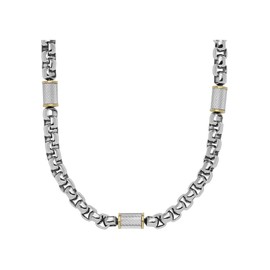 FOSSIL Mens Necklaces, Gold, Silver, Total Length: 18" with 2.2", Stainless Steel, No Gemstone