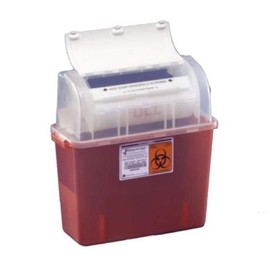Covidien 31323333 Sharps-A-Gator Safety in Room Sharps Container with Counterbalance Lid, 2 gal Capacity, Transparent Red (Pack of 12)