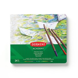Derwent Academy Watercolour Pencils, Set of 24 in Tin, Multicolour Artist’s Pencils, Ideal for Wet or Dry Colouring, Drawing & Illustration, Premium Hobbyist Quality, 2300226