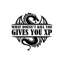 What Doesn't Kill You Gives You XP Dragons NOK Decal Vinyl Sticker |Cars Trucks Vans Walls Laptop| Black |5.5 x 5.0 in|NOK2223