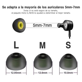 MYSOLA Almohadillas de Audifóno Espuma Viscoelástica y Silicón Suave Silicona para Orejas, 12 Piezas Reemplazo S/M/L Tamaño Puntas de Espuma para Auriculares de 4.5-5.5 mm (Negro)