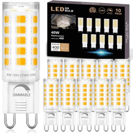 Winshine 10 Pack Dimmable LED Light Bulb 2700K Soft White, 4W (40Watt Halogen Replacement) G9 Base, T4 Shape, CRI85, 120V, 360