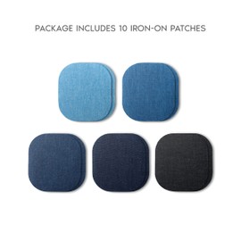 ZEFFFKA ZEFFFKA Denim Iron-on Jean Patches Inside & Outside Strongest Glue 100% Cotton Assorted Shades of Blue Black Repair Decorating Kit 10 Pieces Size 4-1/4" by 3-3/4" (9.8 cm x 10.8 cm)