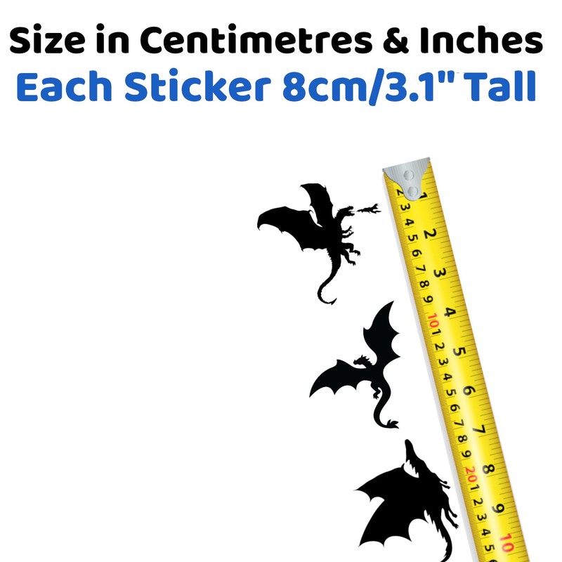 8 Dragon Silhouette Fun Stickers - Waterproof Decals - Scrapbooking,