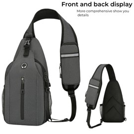 Moda&Yichen Sling Bag Backpack: Sport Shoulder Bag Chest for Trekking Travel, Work and School, Shoulder Bag for Men and Women, dark grey, 14.57 × 3.94 × 7.48in