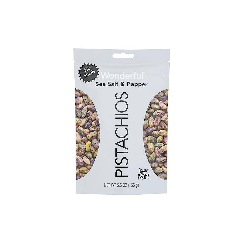 WONDERFUL PISTACHIO Sea Salt & Pepper No Shells Pistachios, 5.5