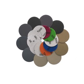 Visxcnu Pack of 24 Sandpaper 50 mm Velcro, Grit 1000/1500/2000/3000/4000/5000 Grits, Sanding Pad Round Without Hole Wet Dry Sanding Discs Random Orbital Sander Set for Car Metal Wood