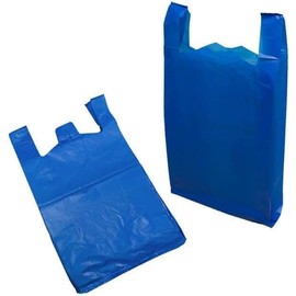 AMD Nexus Blue Large Plastic Carrier Bags - Heavy Duty Vest Style - 11 x 17 x 21 Inches - Pack of 100
