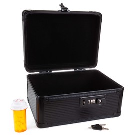 Medication Carrying Case_Medium/Black with Dual, Key & Combination, Lock