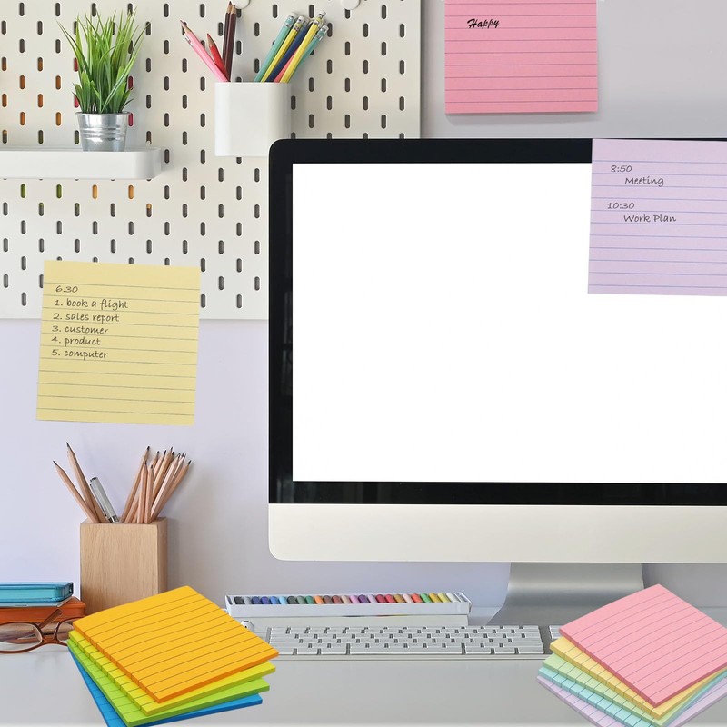(9 Pack) Lined Sticky Notes 4x4 Post Sticky Notes with