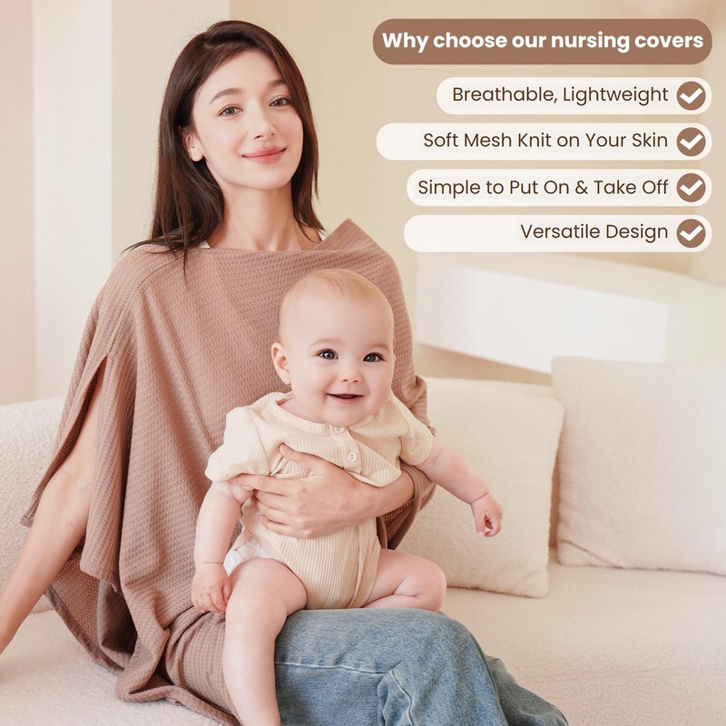 Konssy Nursing Cover for Breastfeeding, Soft & Breathable Privacy Poncho,