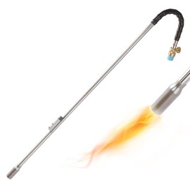 Greeily Weed Torches for Outside, 34" Propane Torch Weed Burner for Outside with Igniter for Flower Beds Sidewalks long and Driveways Iron Pipe Silver