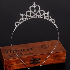 Gortin Girls Crystal Tiara Crown Silver Children Princess Crown for Birthday Party Rhinestones Headbands Bride Wedding Headpieces for Girls and Kids (Type 1)