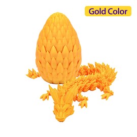 Creativity 3D Printed Dragon Eggs with Dragon Inside, 14Inch Crystal Dragon in Dragon Egg, Articulated Dragon, Fidget Toys for Executive Home Office Decor (Gold)
