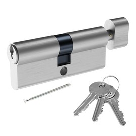 SISAV 55/35T Thumb Turn Euro Lock Cylinder(90mm),Brass Material,Nickel Surface Treatment,High Security,Anti-Drill,with 3 Keys