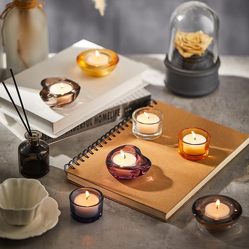 ELIVIA Grey Tealight Candle Holders - Set of 12, Round