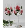 Hand Painted Wine Glasses - Coral Roses (Set of 2)