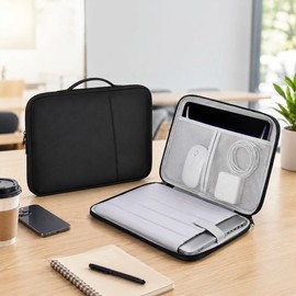 Laptop Sleeve Case for 11–13.6 Inch Laptops - Padded Nylon Carrying Bag with Handle for Travel and Commuting