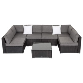 Kinsunny Peach Tree 7 PCs Outdoor Patio Wicker Sofa Chair Washable Cushions Pillow Replacement Covers for Seat and Back, Slate Grey