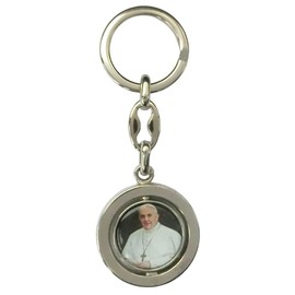 Generico French Pope Rotating Keyring with Anniversary Logo 2025, Silver, 9 cm, Silver/Black, S, Silver / black, S