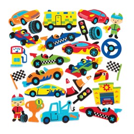 Baker Ross Racing Car Foam Rubber Stickers (Pack of 120) - Funny Foam Rubber Stickers with Automotives for Collages and Crafts