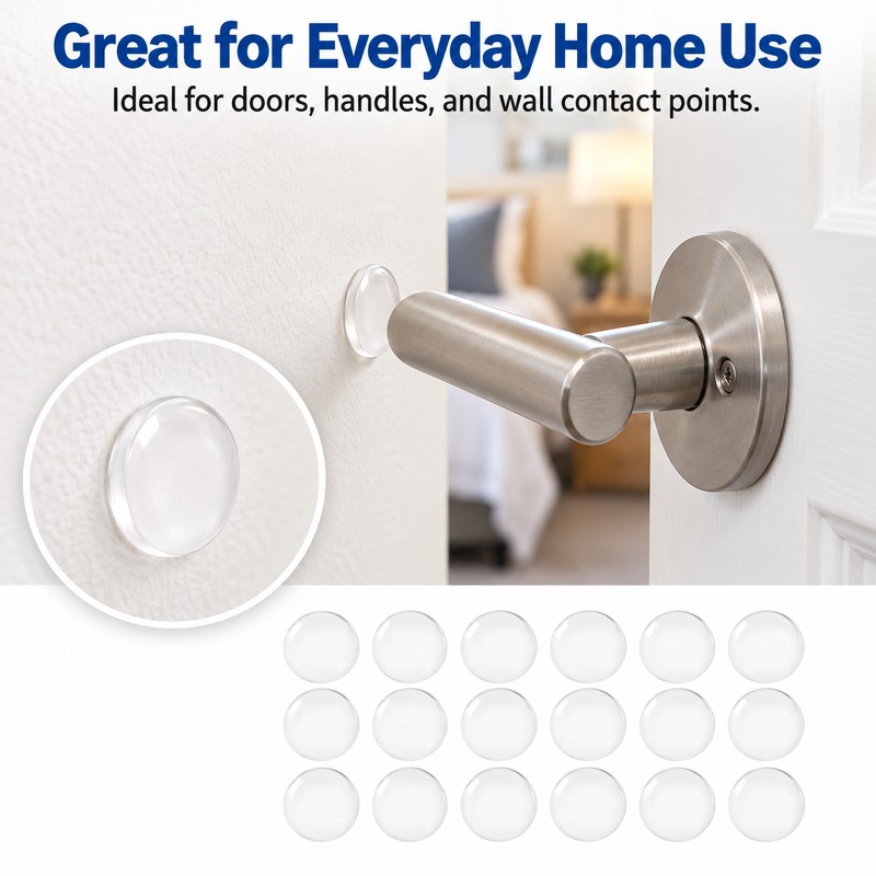 Clear Door Knob Wall Protectors – 40×8mm Bumper Pads for