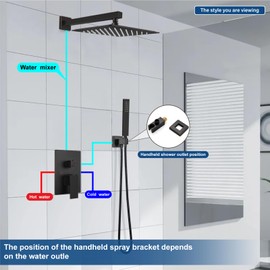 Midanya Rain Shower System Square Rainfall Shower Head Wall Mount Shower Faucet Set with Hand Sprayer Rough-in Valve Trim Kit Bathroom Mixer Shower Combo Set,10 Inch,Oil Rubbed Bronze