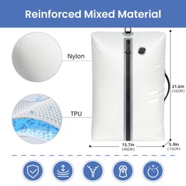 BAGAIL TPU Vacuum Bag for Travel, Reusable Compression Bag with IPX8 Waterproof Zipper, Save Space for Suitcase, Backpack and Carry on (Beige, ExtraLarge, No Pump)