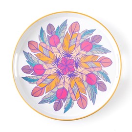 Fuukou Round Coffee Table Tray Ottoman Tray,Round Plastic Serving Trays with Handles,Modern Decorative Tray for Ottoman Coffee Table,Plastic Ottoman Tray for Living Room, Large, White