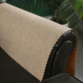 Hittun Sofa Arm Cover,Non Slip Couch Arm Cover Washable Recliner Chair Armrest Covers Protectors Set of 2 Wavy Border Armrest Covers for Sofa (18" x24", Light Khaki)