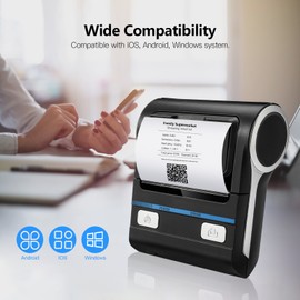 Milestone Portable 80mm Receipt Printer Wireless BT Thermal Receipt Printer Mobile Bill Printer Compatible with Android/iOS/Windows System ESC/POS Print Command for Small Business Restaurant Retail Store