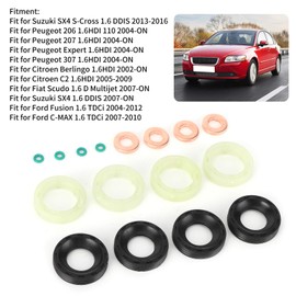 Injector Gasket Set, Injector Seal O-Ring Seal Protective Ring Kit, 1318562, 1314368, 1317370, 1373550, 1233683, 1250976, 1432205, for C2 C3 C4 Kit