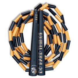 Elite Jumps - Do Hard Things Edge Beaded Jump Rope - For All Ages - Durable & Lightweight - 10ft Long Adjustable Rope - Tangle-Free - Shatterproof 1” Beads - Long Edge Handles - Gold