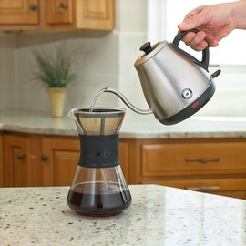 Cafe Brew PO108 BLACK 8 Cup Pour-Over Coffeemaker with Permanent Filter, 40 oz, Black