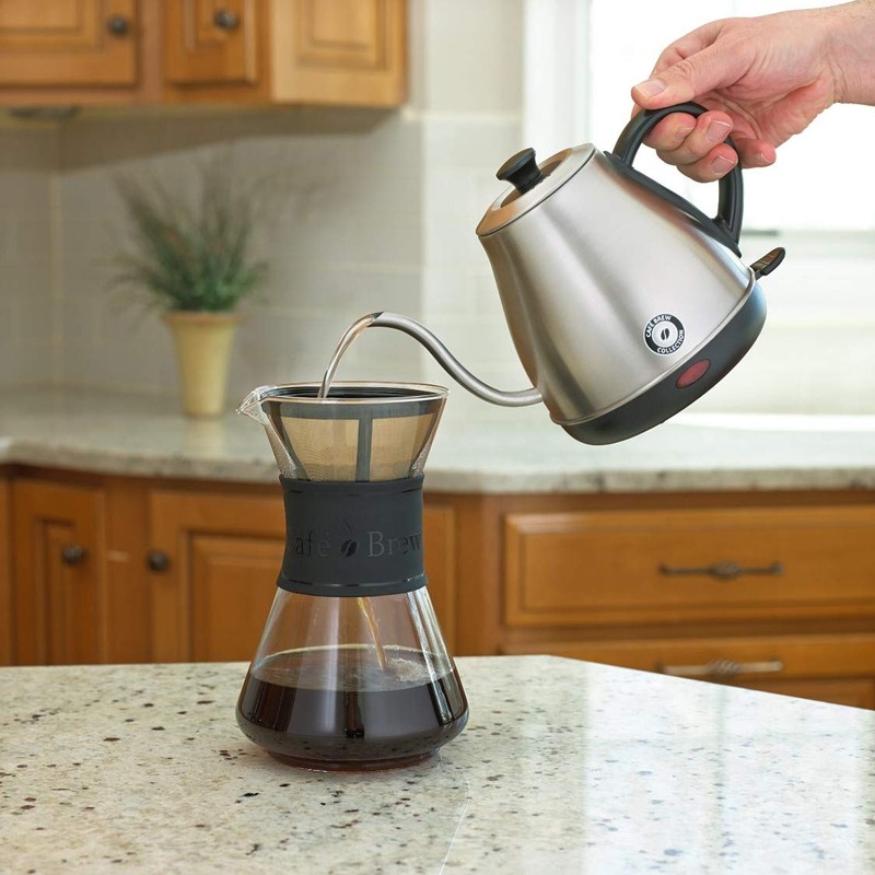 Cafe Brew PO108 BLACK 8 Cup Pour-Over Coffeemaker with Permanent