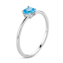 Miore 9ct White Gold Ladies Solitaire Blue Topaz Ring, Gold, Topaz
