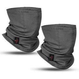 LANLFY 2PACK FR Face Mask For Men CAT/HRC2 Flame Resistant Neck Gaiter Covering 100% Cotton Arc Flash Welding Shield Protector 12CAL Work Gear GREY