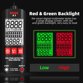 BSIDE Voltage Tester 3-Results Display Non-Contact Voltage Detector Pen, Integrated Multimeter, Dual Range AC 6V-1000V/90V-1000V Electrical Sensor V-Alert Live Wire Tester