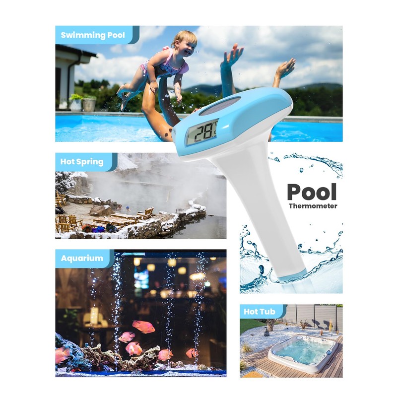BALDR Floating Pool Thermometer, Solar Powered Pool Thermometer, Easy-to-Read/Use