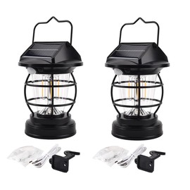 LED Solar Camping Lantern 4000 mAh Rechargeable Wall Light Fixtures Porch Sconces Vintage Motion Light Sensor 4 Modes Outdoor Waterproof Portable Outside Yard Wall Deck Garden Lights for Power Outage